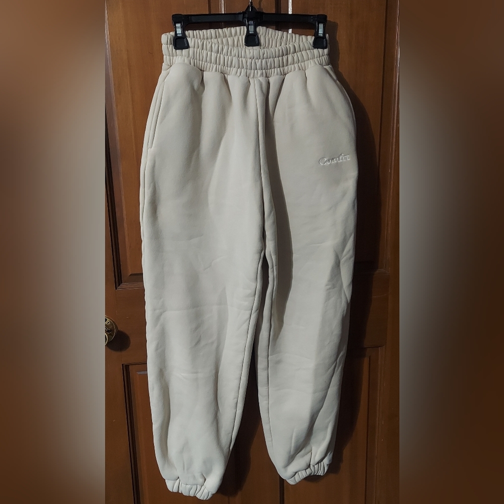 Comfrt Signature Sweatpants Bone Ivory High Waisted Joggers - Size Small EUC - Picture 2 of 7